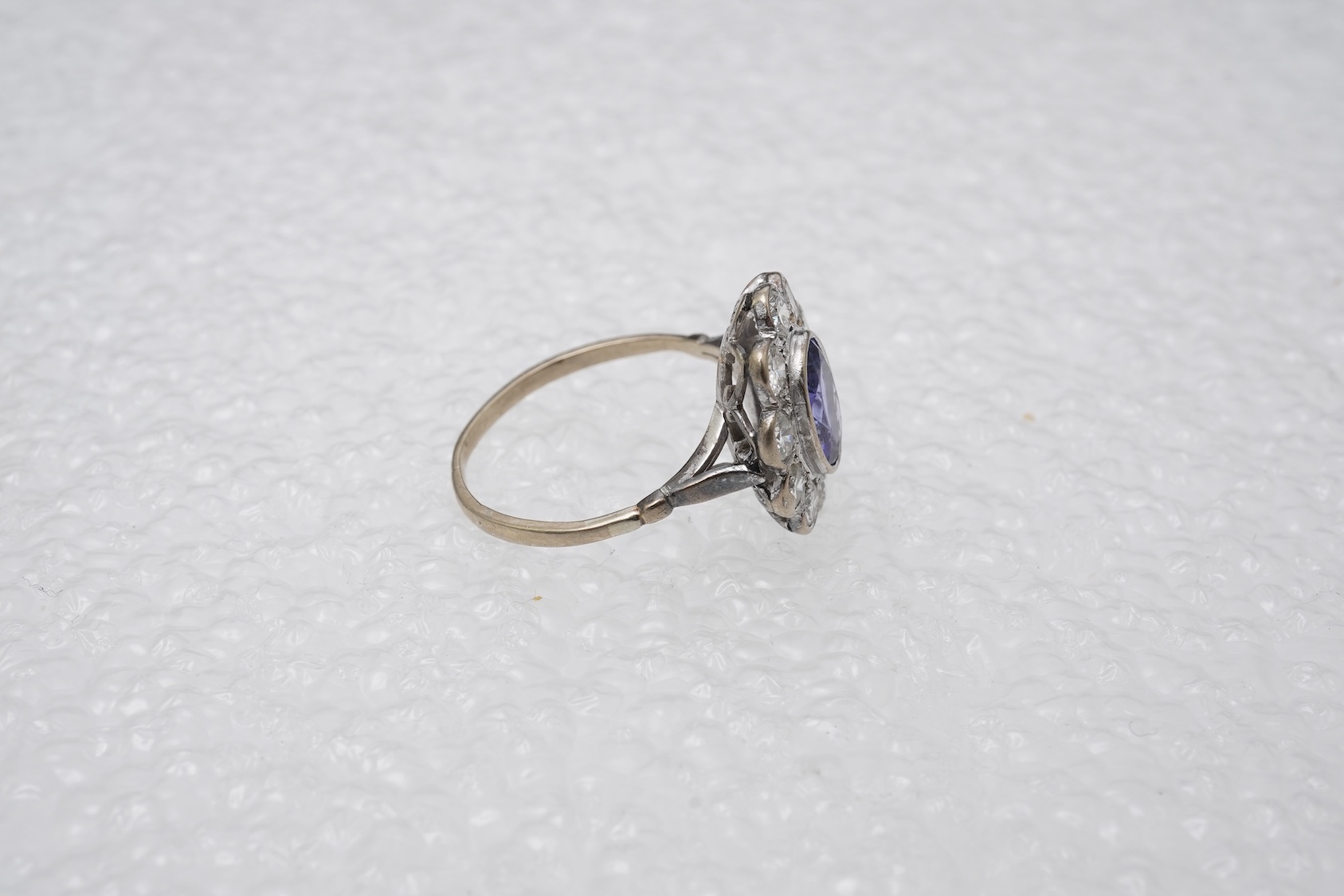 A tanzanite and diamond ring